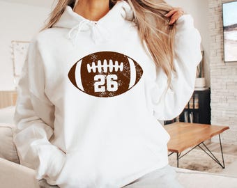 Custom Football Number Hoodie, Game Day Number Hoodie, Custom Football Mascot Hoodie, Custom School Team Number Hoodie, Personalized Sports