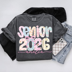 Comfort Colors Custom Senior 2026 T-Shirt, Personalized Graduate 2026 Shirt,High School Graduation Gift,Coquette Girly Senior,Lace Class of