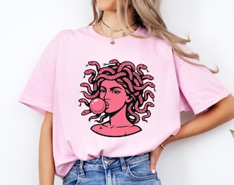 Medusa Bubblegum Graphic TShirt: Mythological Snake Hair Goddess Shirt,Feminist Tee,Protest,Resist,Girls will be,Feminine Power,Strong Women