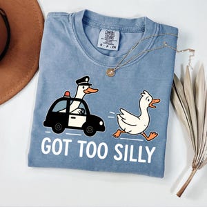 Comfort Colors® Got Too Silly T-Shirt, Silly Goose Shirt, Goose Lover Gift, Funny Goose Shirt, Silly Goose Jail Shirt,Funny Goose Meme Shirt