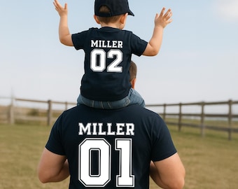 Matching Dad and Baby TShirt, Custom Name and Number Jersey Tee, Father Son Matching Outfit,Personalized Family Shirt, Brothers Sisters Tees