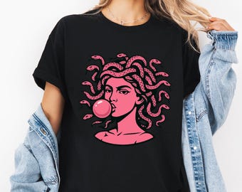 Medusa Bubblegum Graphic TShirt: Mythological Snake Hair Goddess Shirt,Feminist Tee,Protest,Resist,Girls will be,Feminine Power,Strong Women