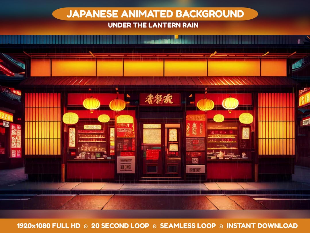Japan Rainy Animated Background | Kyoto Glowing Lanterns, Youtube ... — free download