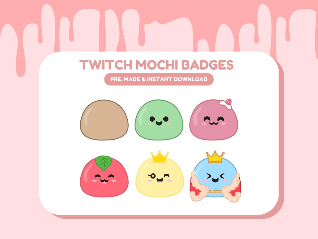 Kawaii Mochi Twitch Badges: Pastel Streamer Tier Icons (digital ...
