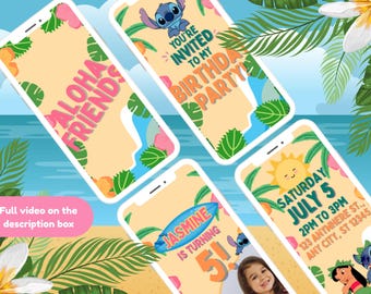 Lilo & Stitch Birthday Video Invitation: Editable Digital Download