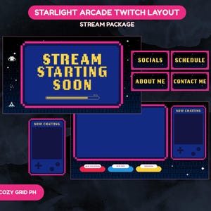 Animated Starlight Arcade Stream Package | Retro Stream Overlay