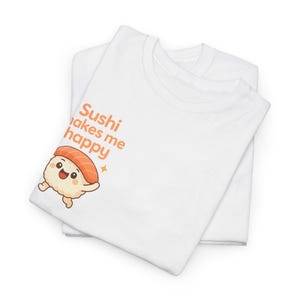 Camiseta unisex de sushi nigiri, camiseta kawaii de dibujos animados japoneses, regalo para amantes del sushi, camiseta de comida linda, camiseta con temática de sushi, ropa para amantes de la comida