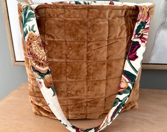 Repurposed Quilt Tote Bag | Quilted Everyday Tote | Floral Lined Shoulder Bag | Handmade Fall Tote | One of a Kind Fabric Bag