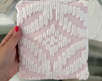 Vintage Light Pink Chenille Kindle Sleeve | Handmade E-Reader Case | Kindle Paperwhite Cover | One of a Kind Book Lover Gift