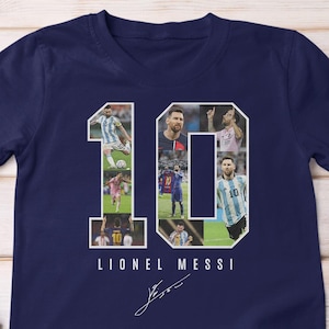 Messi #10 Argentina Collage Tribute Shirt, Legend Custom Gift Soccer Fans Graphic Tee, Sports Football Jersey GOAT Personalized T-Shirt