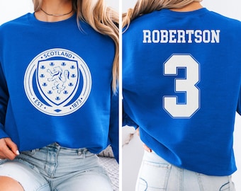 Robertson #3 Scotland Inspired Jersey Logo Style Graphic Tee, 2-Sided Star Player Fans Tribute, Soccer World Tournament Gift Unisex T-Shirt