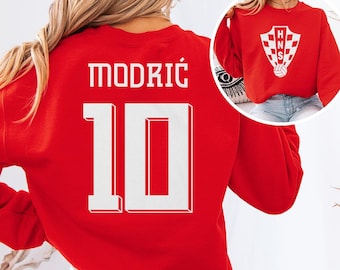 Modric #10 Croatia Inspired Jersey Logo Style Graphic Tee, 2-Sided Star Player Tribute for Fans, Soccer World Tournament Gift Unisex T-Shirt