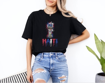Haiti Patriotic Soccer Highlights Inspired Graphic Tee, Splash Cup Style Silhouette Football Fan Design, 2026 World USA Unisex T-Shirt