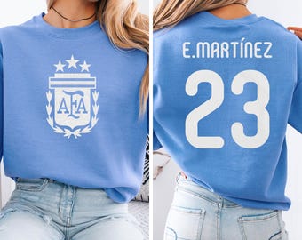 Martinez #23 Argentina Inspired Jersey Logo Style Graphic Tee, 2-Sided Star Player Fans Tribute, Soccer World Tournament Gift Unisex T-Shirt