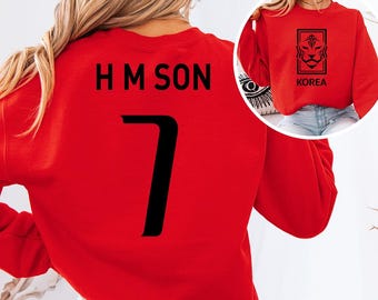 Son #7 Korea Inspired Jersey Style Graphic Tee, 2-Sided Star Player Tribute For Fans, Soccer World Tournament Custom Gift Unisex T-Shirt