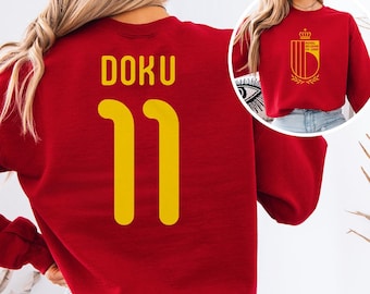 Doku #11 Belgium Inspired Jersey Logo Style Graphic Tee, 2-Sided Star Player Tribute for Fans, Soccer World Tournament Gift Unisex T-Shirt