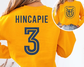 Hincapie #3 Ecuador Inspired Fans Jersey Style Graphic Tee, 2-Sided Star Player Tribute for Fans, Soccer World Tournament Gift Unisex Tshirt
