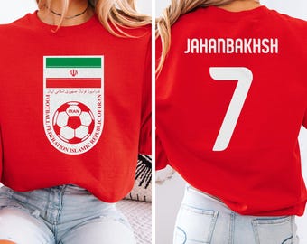 Alireza #7 Iran Inspired Jersey Logo Style Graphic Tee, 2-Sided Star Player Tribute for Fans, Soccer World Tournament Gift Unisex T-Shirt