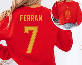 Ferran #7 Spain Inspired Jersey Logo Style Graphic Tee, 2-Sided Star Player Tribute for Fans, Soccer World Tournament Gift Unisex T-Shirt