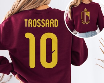 Trossard #10 Belgium Inspired Jersey Logo Style Graphic Tee, 2-Sided Star Player Fans Tribute, Soccer World Tournament Gift Unisex Tshirt