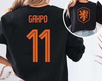 Gakpo #11 Netherlands Inspired Jersey Style Graphic Tee, 2-Sided Star Player Tribute For Fans, Soccer World Tournament Gift Unisex T-Shirt