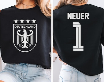 Neuer #1 Germany Inspired Jersey Logo Style Graphic Tee, 2-Sided Star Player Tribute for Fans, Soccer World Tournament Gift Unisex T-Shirt