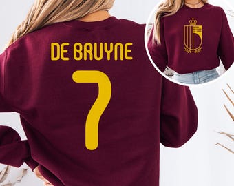 De Bruyne #7 Belgium Inspired Jersey Logo Style Graphic Tee, 2-Sided Star Player Fans Tribute, Soccer World Tournament Gift Unisex T-Shirt