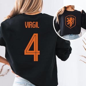 Van Dijk #4 Netherlands Inspired Jersey Style Graphic Tee, 2-Sided Star Player Tribute For Fans, Soccer World Tournament Gift Unisex T-Shirt
