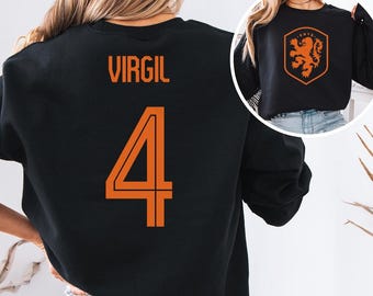 Van Dijk #4 Netherlands Inspired Jersey Style Graphic Tee, 2-Sided Star Player Tribute For Fans, Soccer World Tournament Gift Unisex T-Shirt