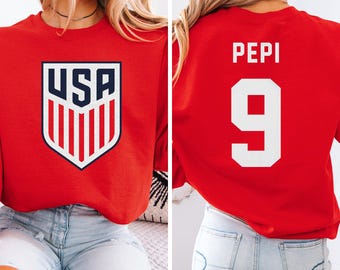 Pepi #9 USA Inspired Jersey Logo Style Graphic Tee, 2-Sided Star Player Tribute for Fans, Soccer World Tournament Gift Unisex T-Shirt