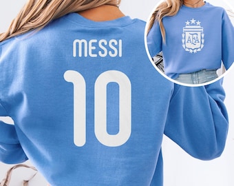 Messi #10 Argentina Inspired Jersey Logo Style Graphic Tee, 2-Sided Star Player Fans Tribute, Soccer World Tournament Goat Unisex T-Shirt