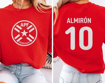 Almiron #10 Paraguay Inspired Fans Jersey Style Graphic Tee, 2-Sided Star Player Fans Tribute, Soccer World Tournament Gift Unisex T-Shirt