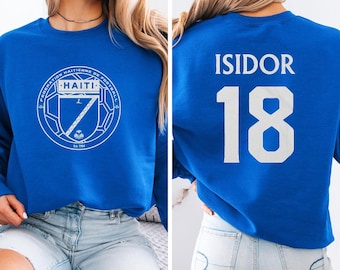 Isidor #18 Haiti Inspired Fans Jersey Style Graphic Tee, 2-Sided Star Player Tribute for Fans, Soccer World Tournament Gift Unisex T-Shirt