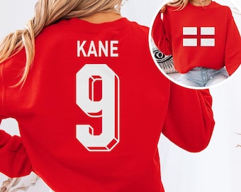 Kane #9 England Inspired Jersey Logo Style Graphic Tee, 2-Sided Star Player Tribute for Fans, Soccer World Tournament Gift Unisex T-Shirt