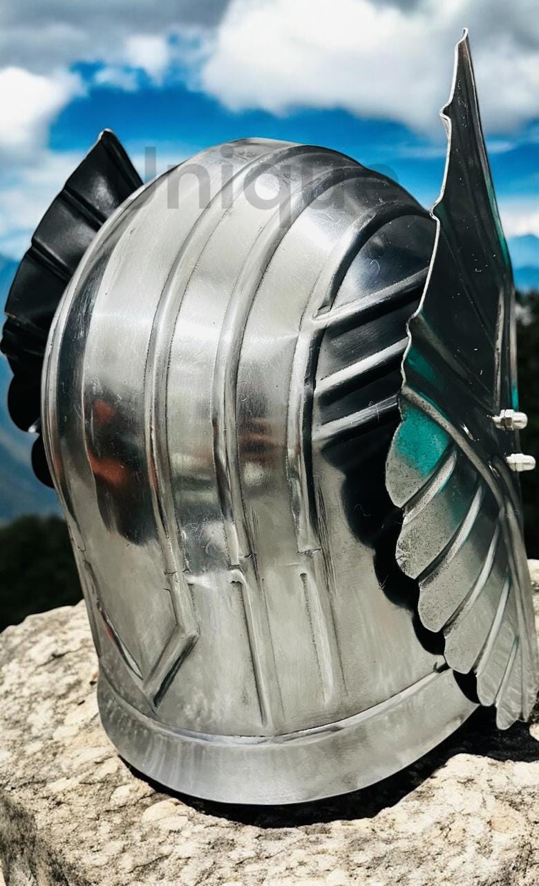 Wing Helm Ragnarok Thor Ragnarok Fantasy Winged Solid Metal Helmet | Handmade Cosplay ...