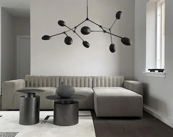 Nowoczesny żyrandol Branch | Lampa wisząca typu drop | Minimalistyczna lampa sufitowa do jadalni i salonu | Mosiądz, wykończenie wielokolorowe