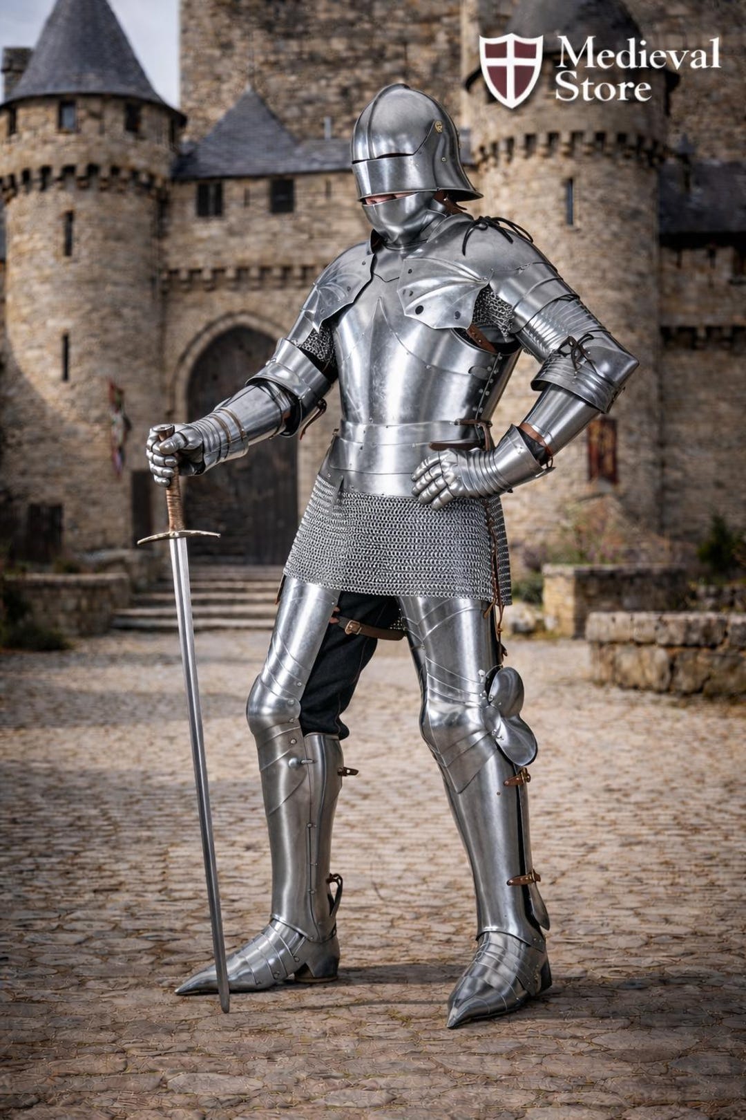 Full Medieval Knight Armor Suit – Polished Steel Gothic Plate Armor ...