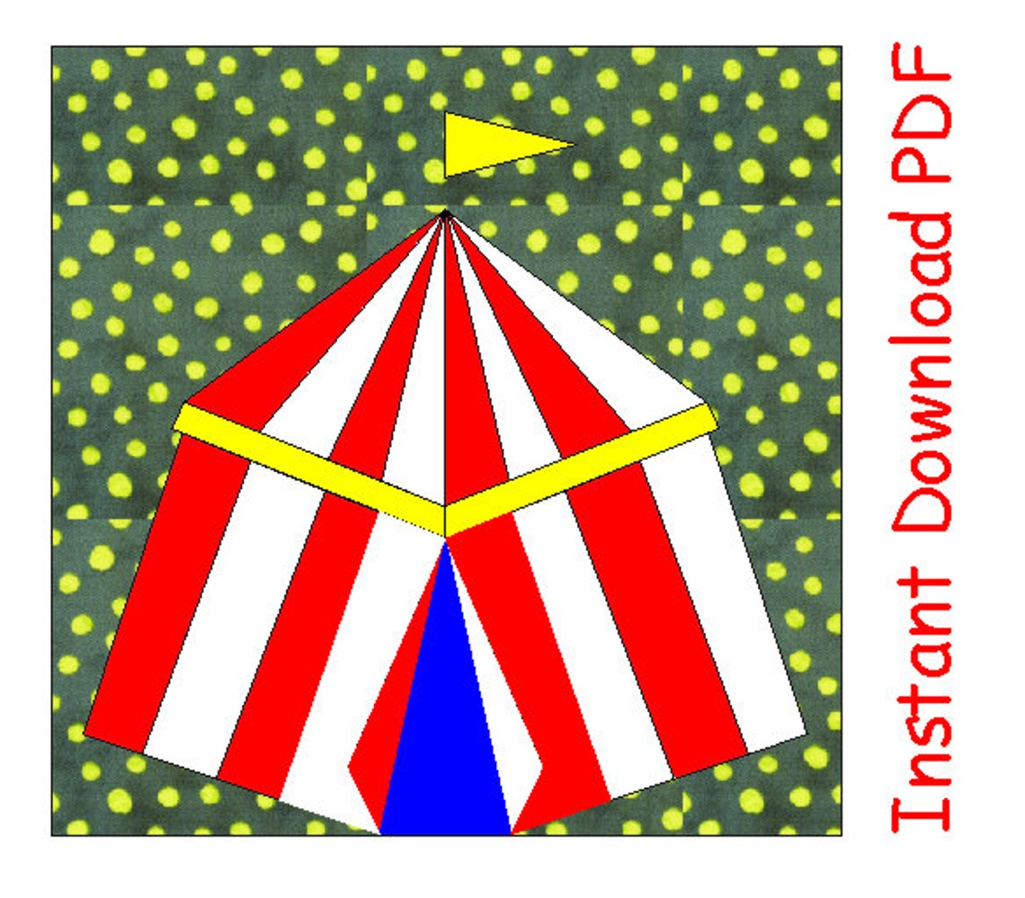 Circus Tent Chapito Paper Pieced Quilt Block PDF Pattern Etsy Circus tent chapito paper pieced quilt block pdf pattern etsy