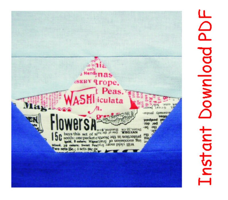 Origami Boat Paper Pieced Quilt Block Newspaper PDF Pattern Etsy