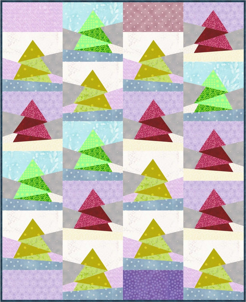 Origami Christmas tree paper pieced quilt block PDF pattern Etsy