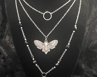 Triple Chain Moth Necklace