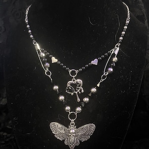 Death Head Goth Moth Necklace