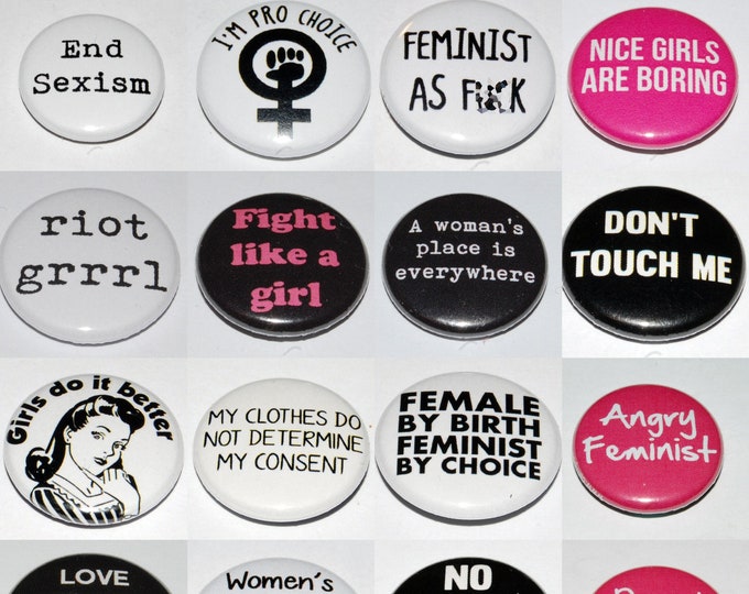 Feminist Button Badge various Designs 25mm / 1 Inch Feminism Riot Grrl ...