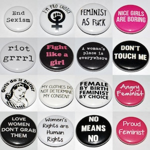 Feminist Button Badge (Various Designs) 25mm / 1 inch Feminism Riot Grrl Girl Power Grunge