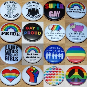 Gay Pride Button Badge 25mm / 1 inch Lesbian LGBT Queer image 1