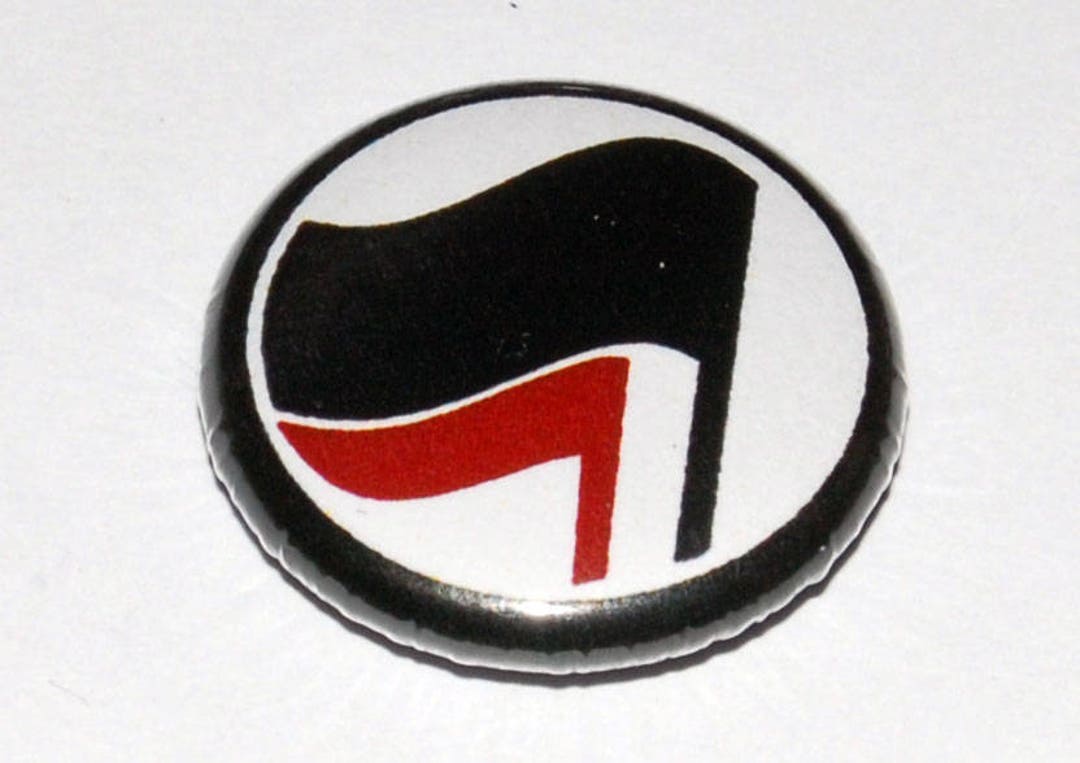 Iron Front Destroy Fascism 1" Pinback Button – Anti-Fascist Badge, I002B