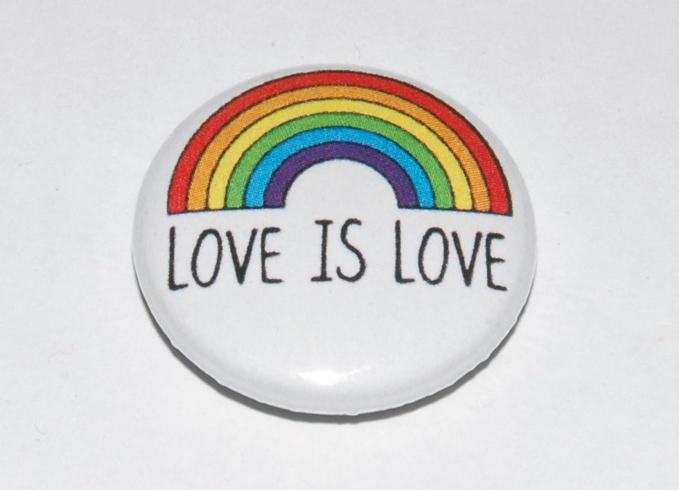 LGBT Love is Love Rainbow Gay 25mm 1 Inch D Pin Button Badge 