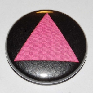 Pink Triangle Button Badge 25mm / 1 inch Pin Lesbian Gay Queer LGBT