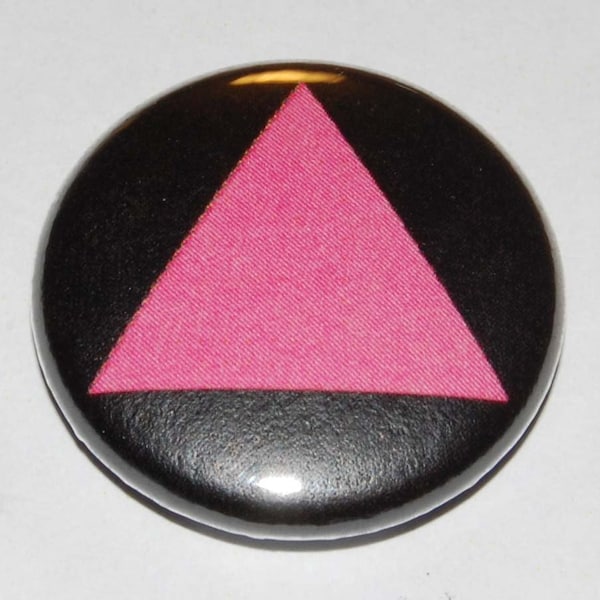 Pink Triangle Button Badge 25mm / 1 inch Pin Lesbian Gay Queer LGBT
