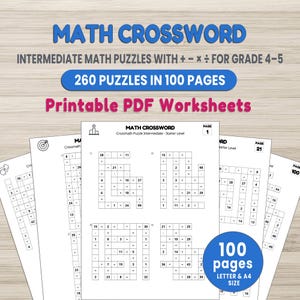 Mattekorsord för årskurs 4–5 | Crossmath-pussel PDF | Utskrivbara mattepussel för barn | Additions- och subtraktionsaktiviteter | Mattespelpussel